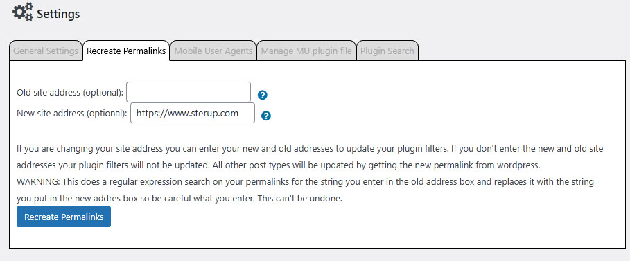 Plugin Organizer recreate permalinks tab