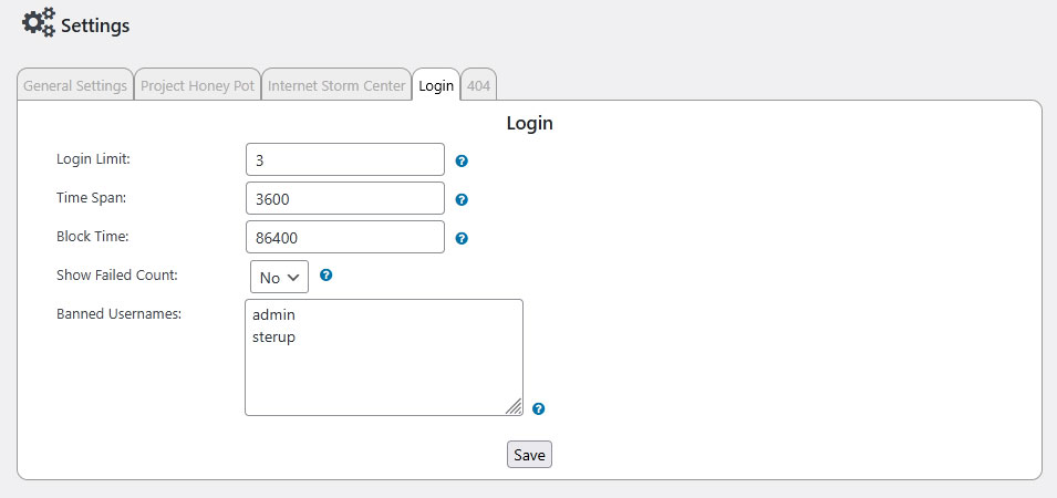 Honeypot Toolkit login tab